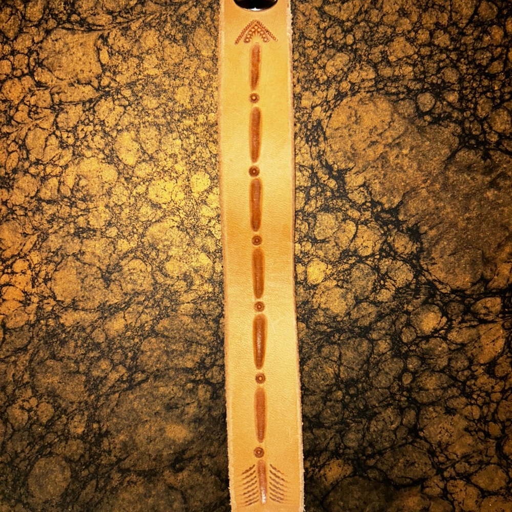 Tan Leather Hand Tooled Arrow Bracelet